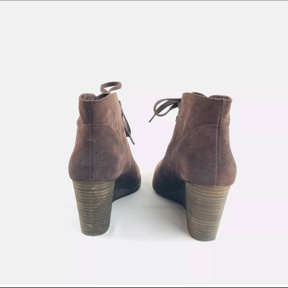 ๐ด SOLD Lucky Brand Brown Suede Wedge Ankle Boots - Picture 5 of 7
